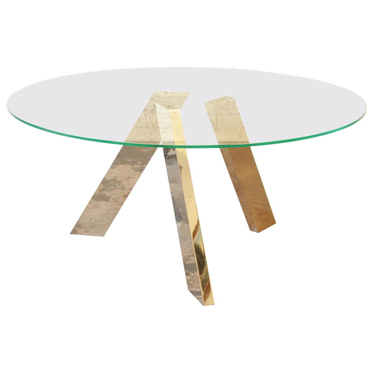 Roche Bobois Modern Sculptural Dining Table with Mirrored Chrome Legs