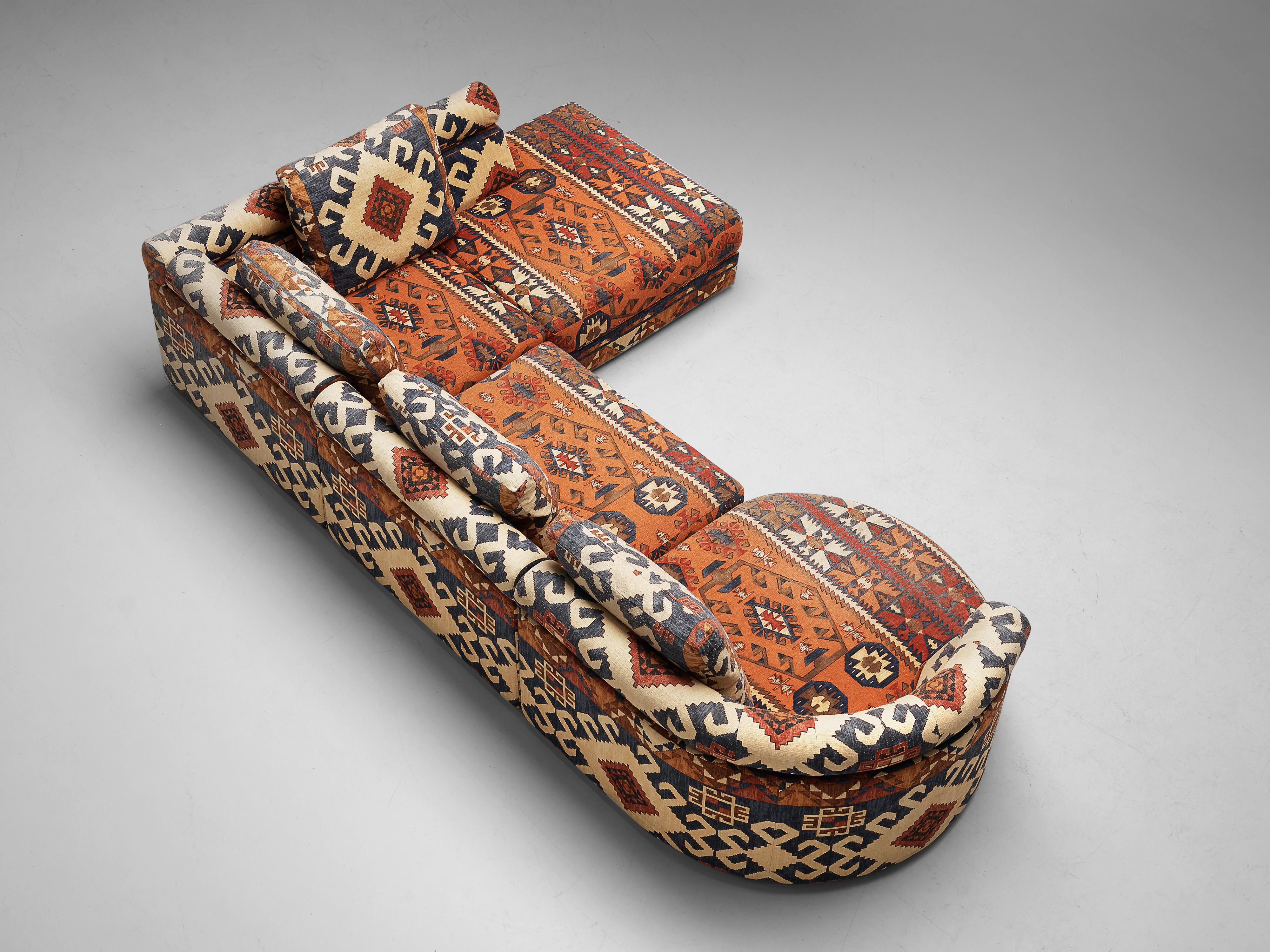 Roche Bobois Modular Corner Sofa in Patterned Upholstery In Good Condition In Waalwijk, NL
