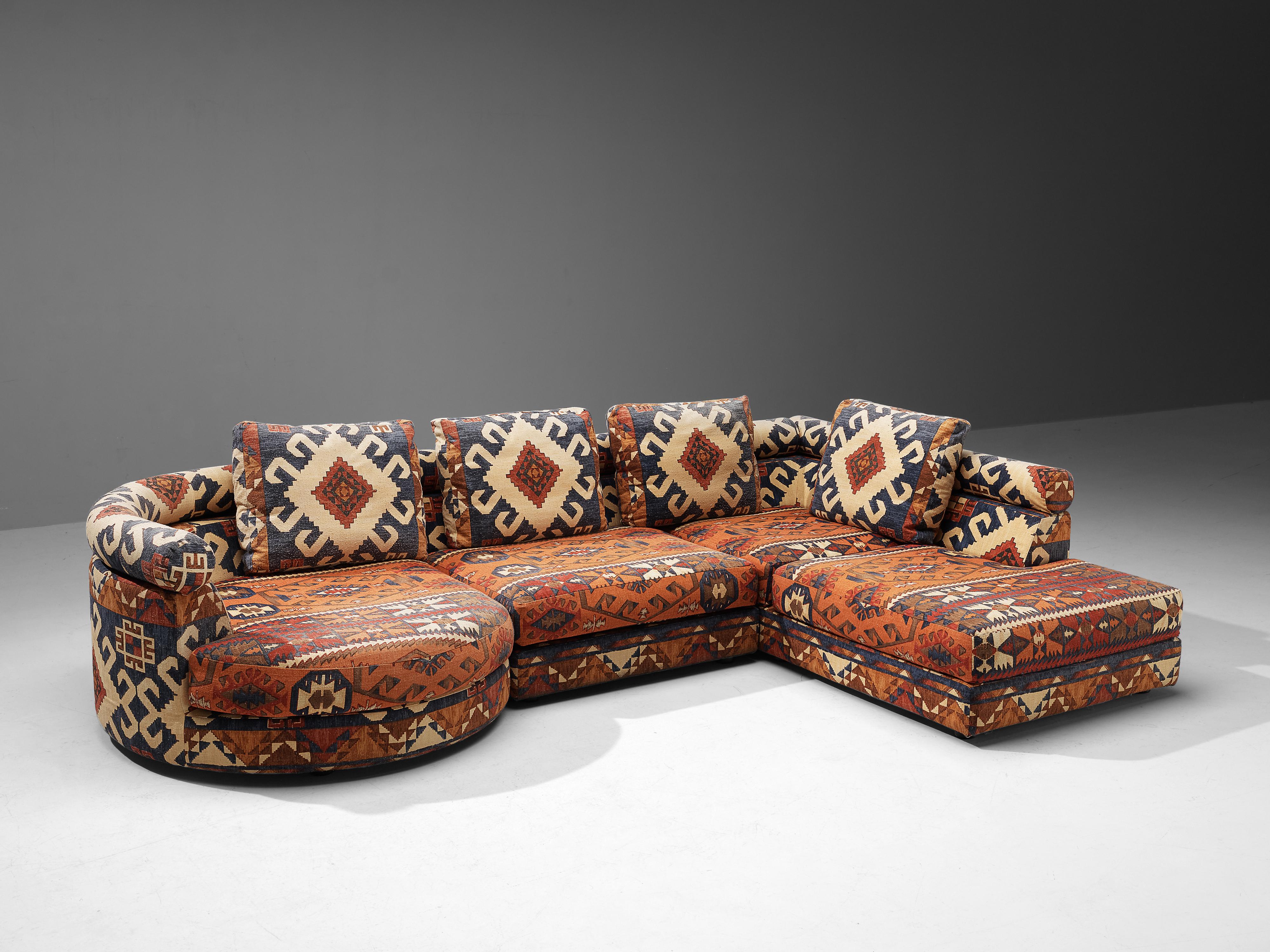 Late 20th Century Roche Bobois Modular Corner Sofa in Patterned Upholstery
