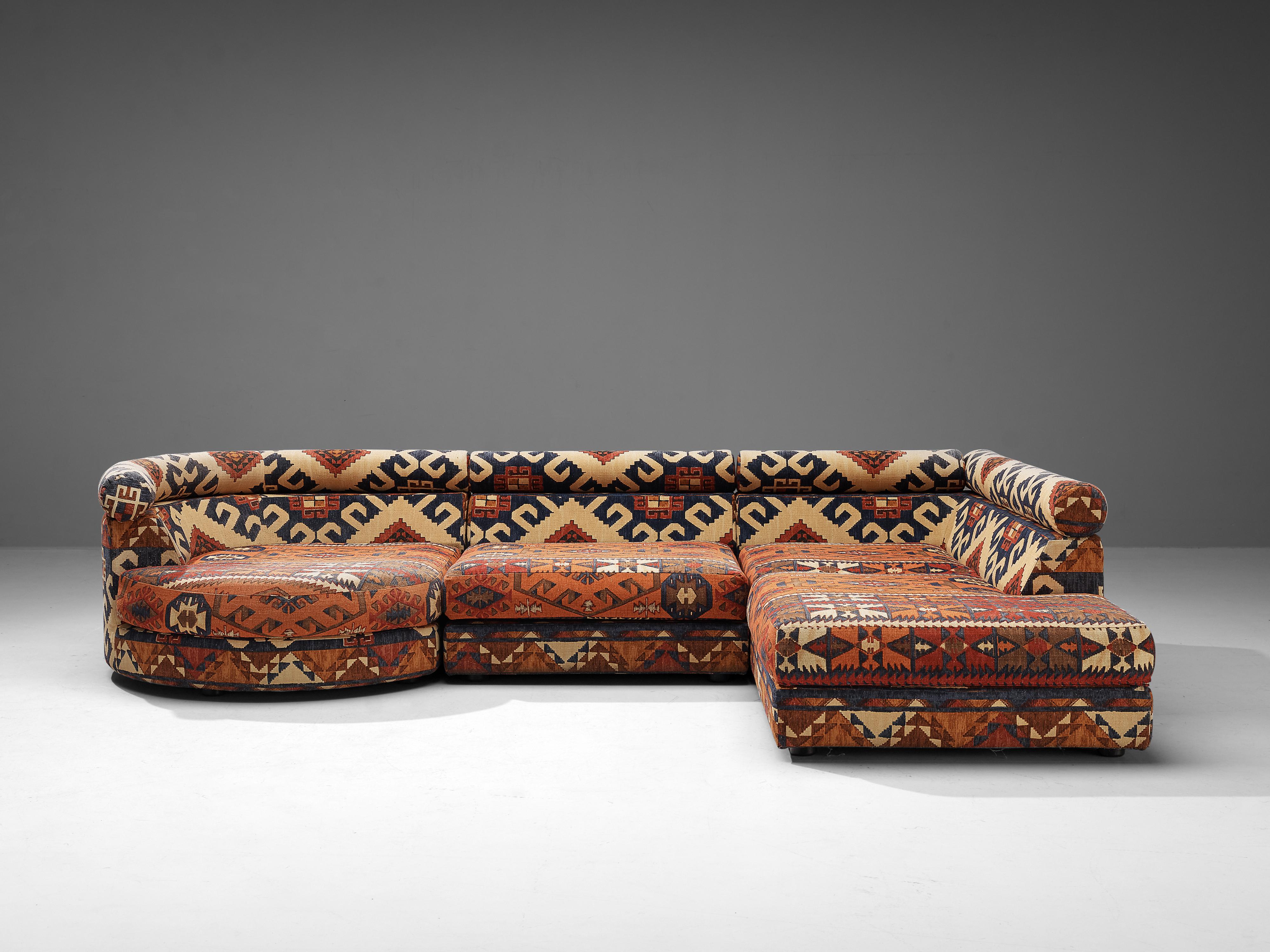 Fabric Roche Bobois Modular Corner Sofa in Patterned Upholstery
