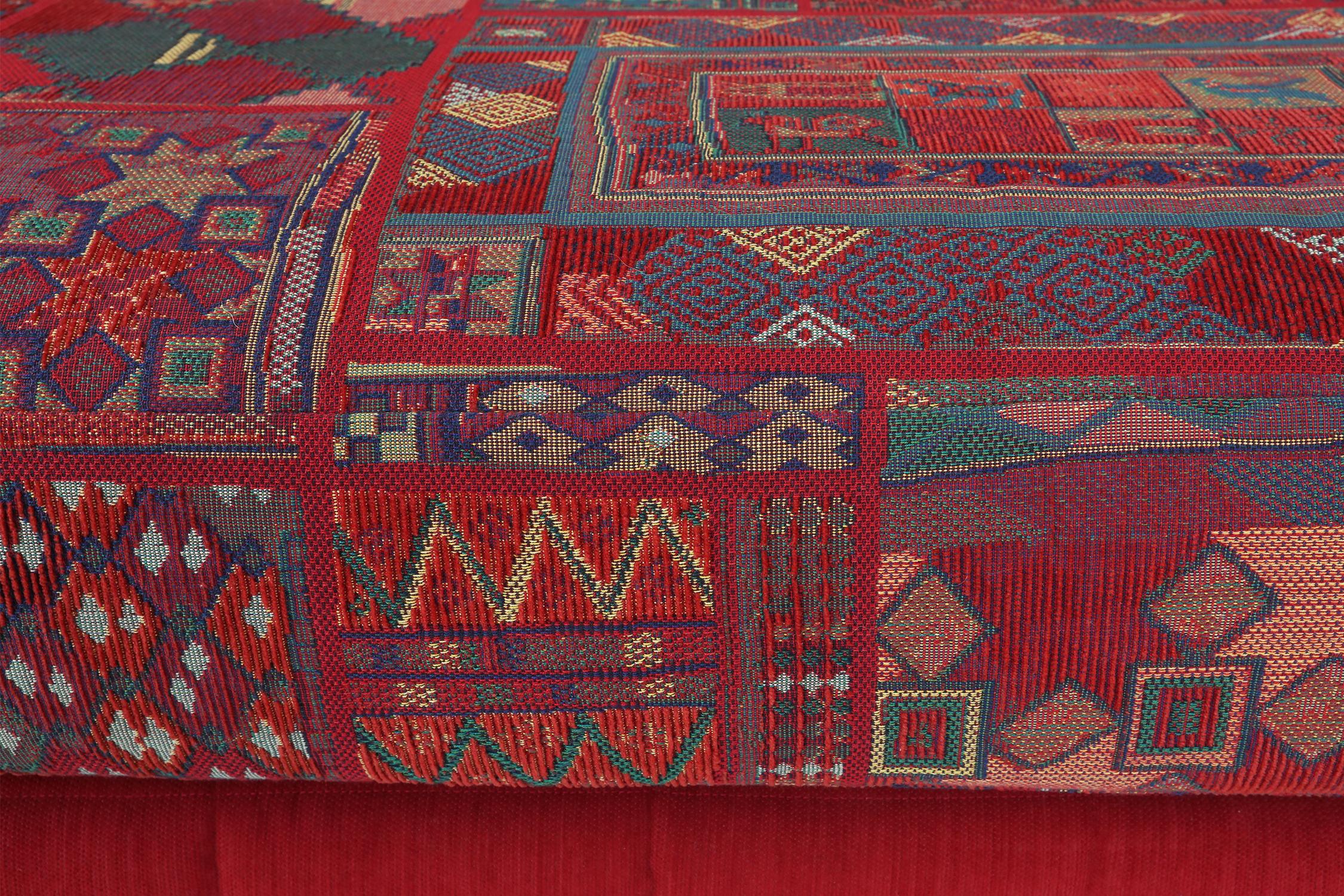 Canapé modulaire Roche Bobois rouge avec tapisserie à motifs 1980 en vente 7