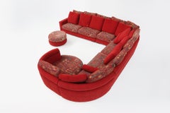 Modulares Roche Bobois-Sofa in Rot mit roter und gemusterter Polsterung 1980