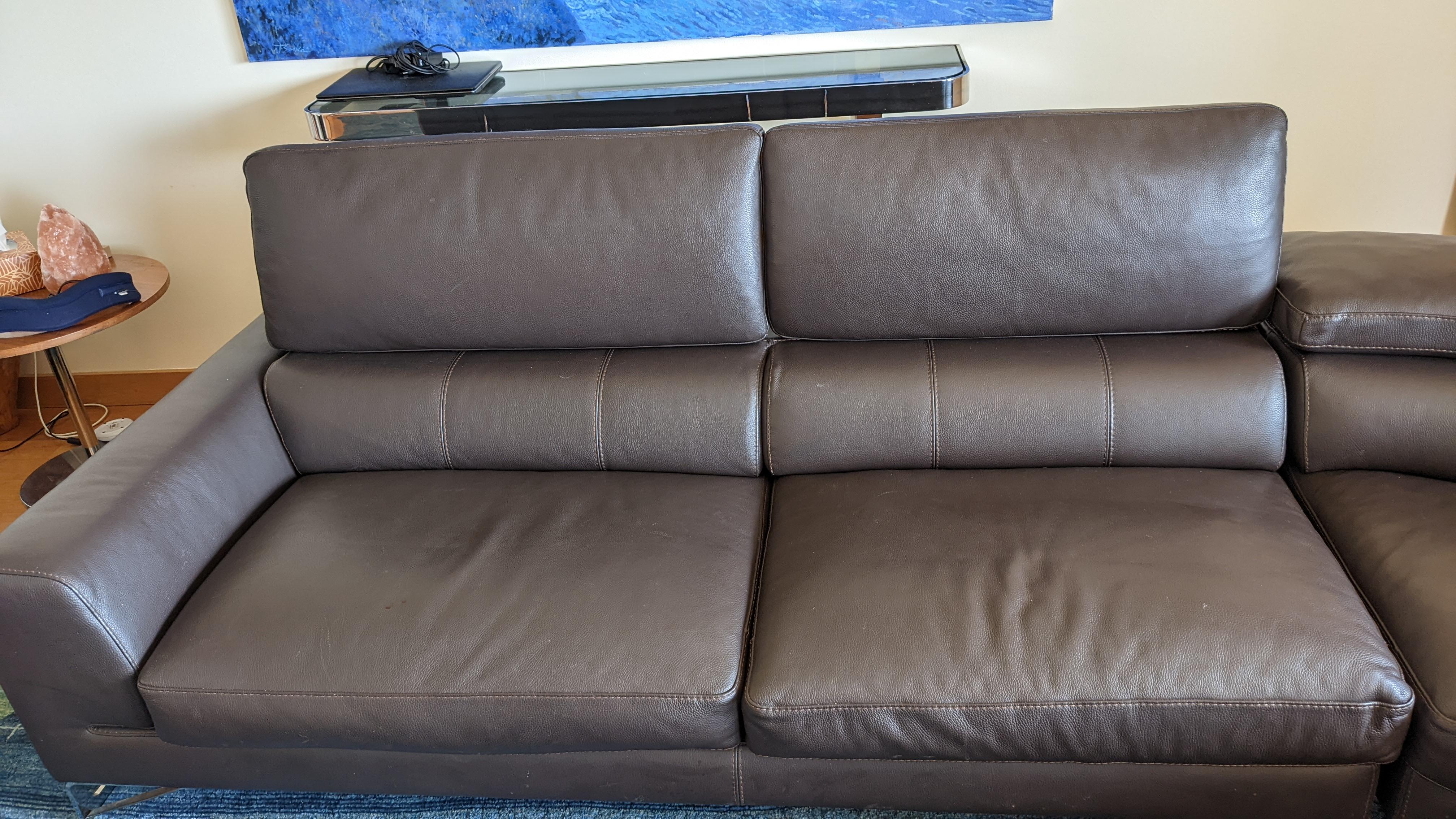  ROCHE BOBOIS 10'x10'  L-SHAPE Leather Sectional Sofa In Good Condition In Pasadena, TX