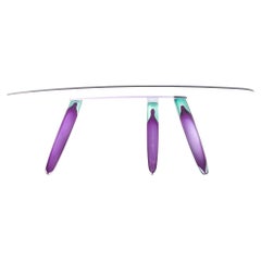 Roche Bobois Mesa de comedor de cristal de Murano de Maurice Barilone, Violeta y azul