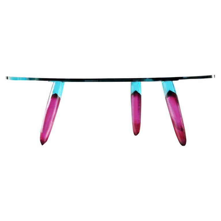 Roche Bobois Murano Art Glass Dining Table by Maurice Barilone, Purple 
Blue