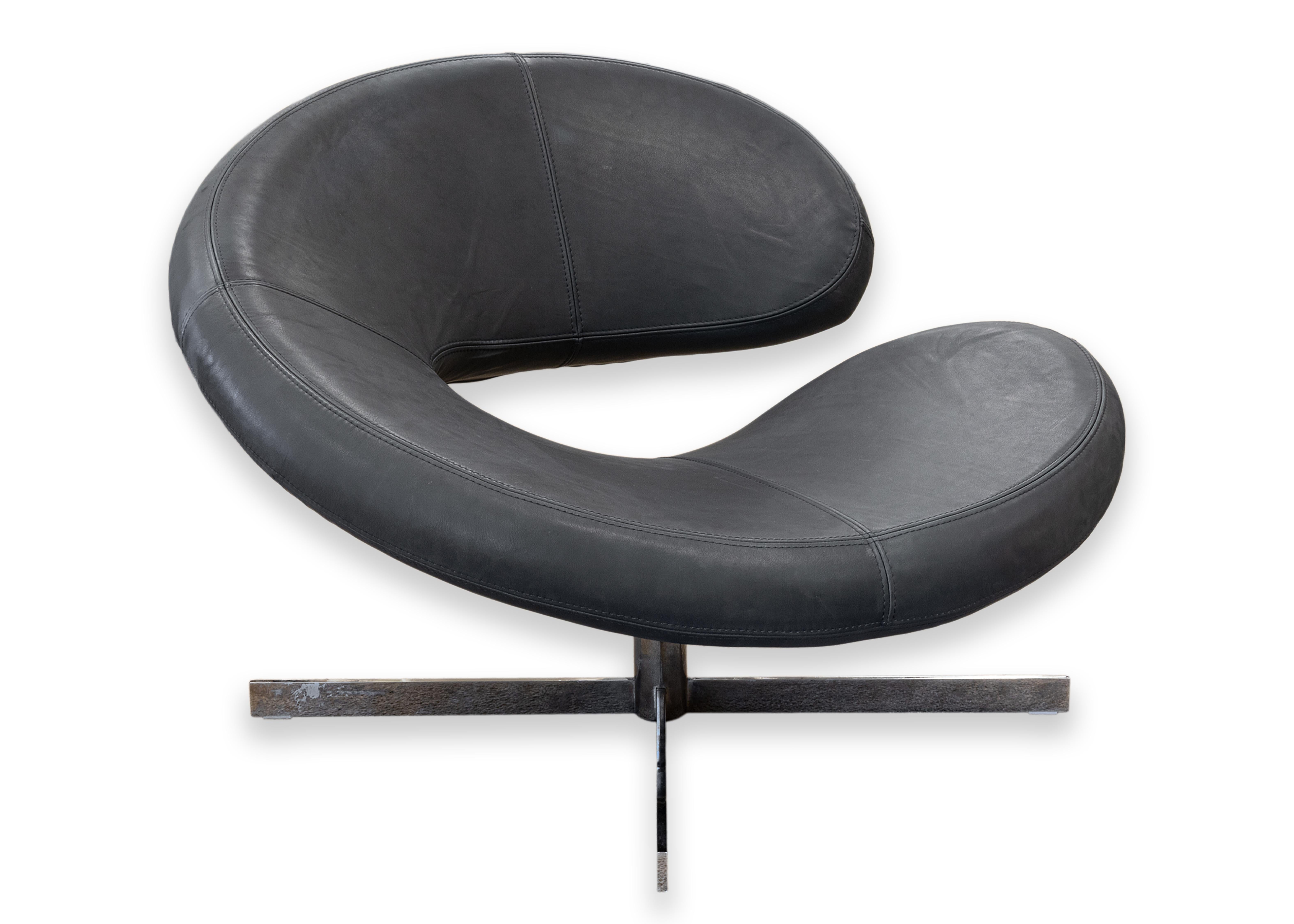 Chaise d'appoint Roche Bobois Nuage 2 de Tapinassi et Manzoni chromée et cuir en vente 1