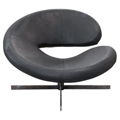 Chaise d'appoint Roche Bobois Nuage 2 de Tapinassi et Manzoni chromée et cuir