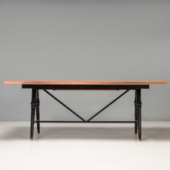 Roche Bobois Oak and Black Shaker Legs Extending Dining Table