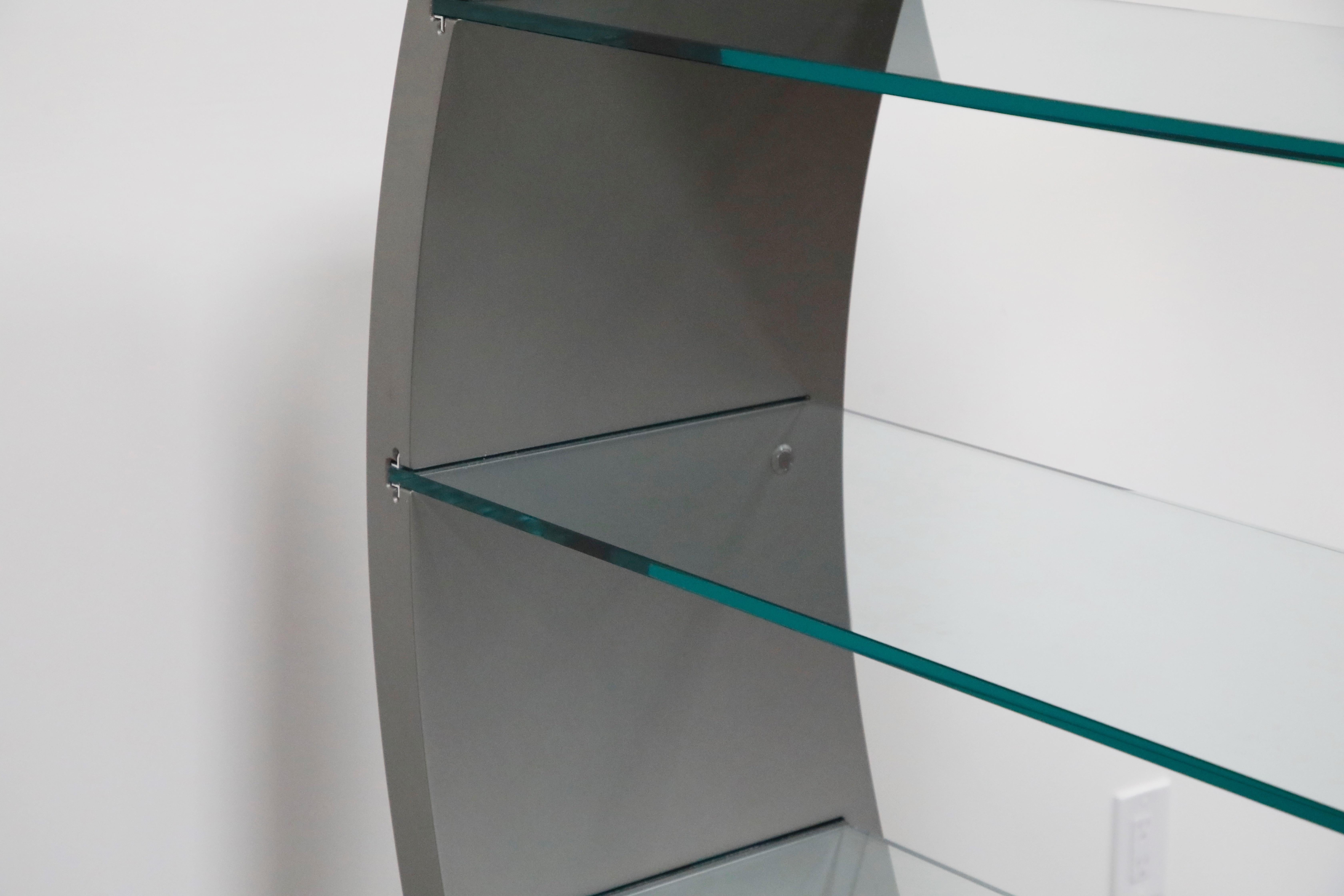 Roche Bobois 'Omega' Illuminated Glass Shelf Open-Back Bookcase Etagere 7