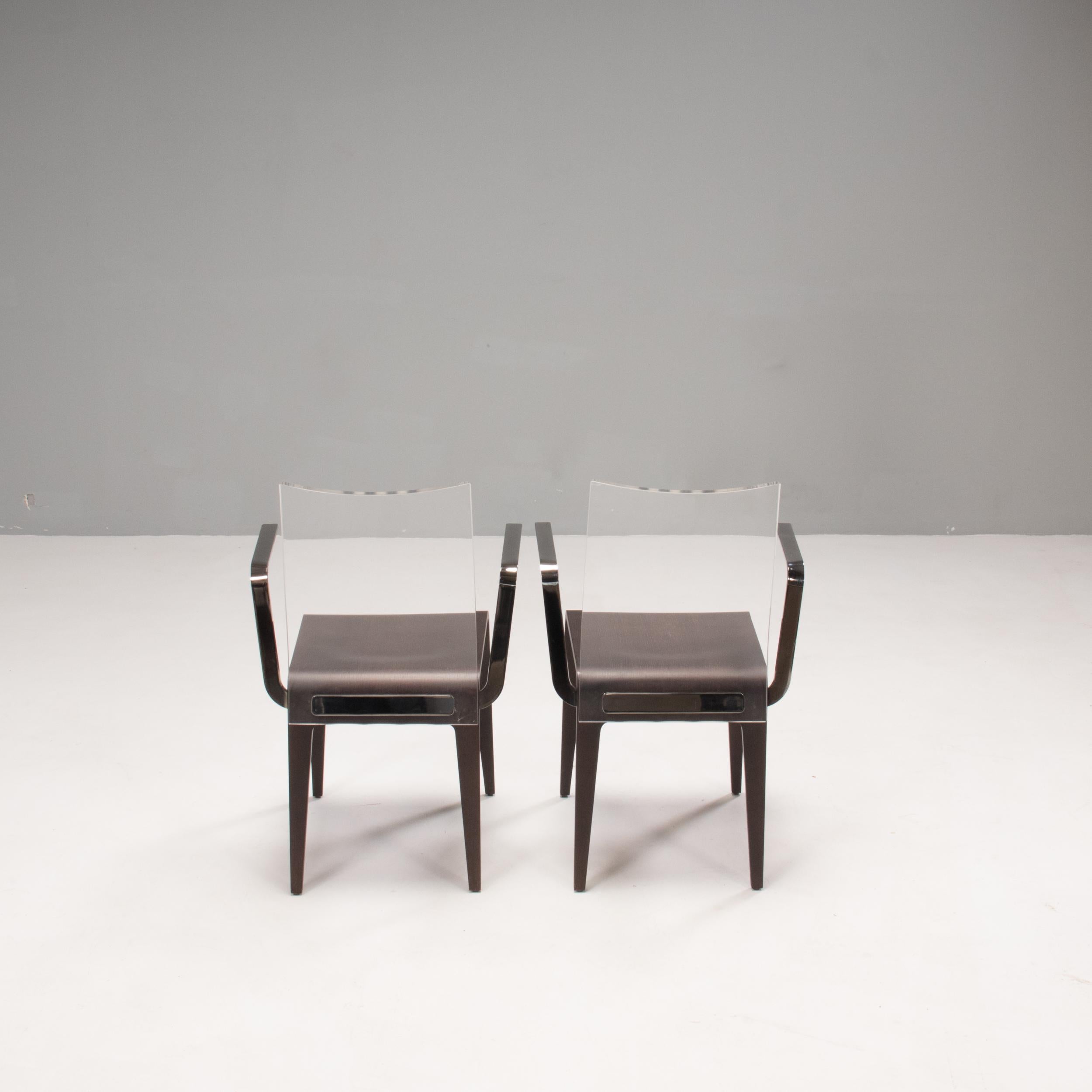 Roche Bobois Origami Wooden Carver Dining Chairs, Set of 2 In Good Condition In London, GB