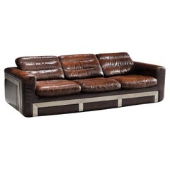 Vintage Roche Bobois Sofa in Original Brown Leather