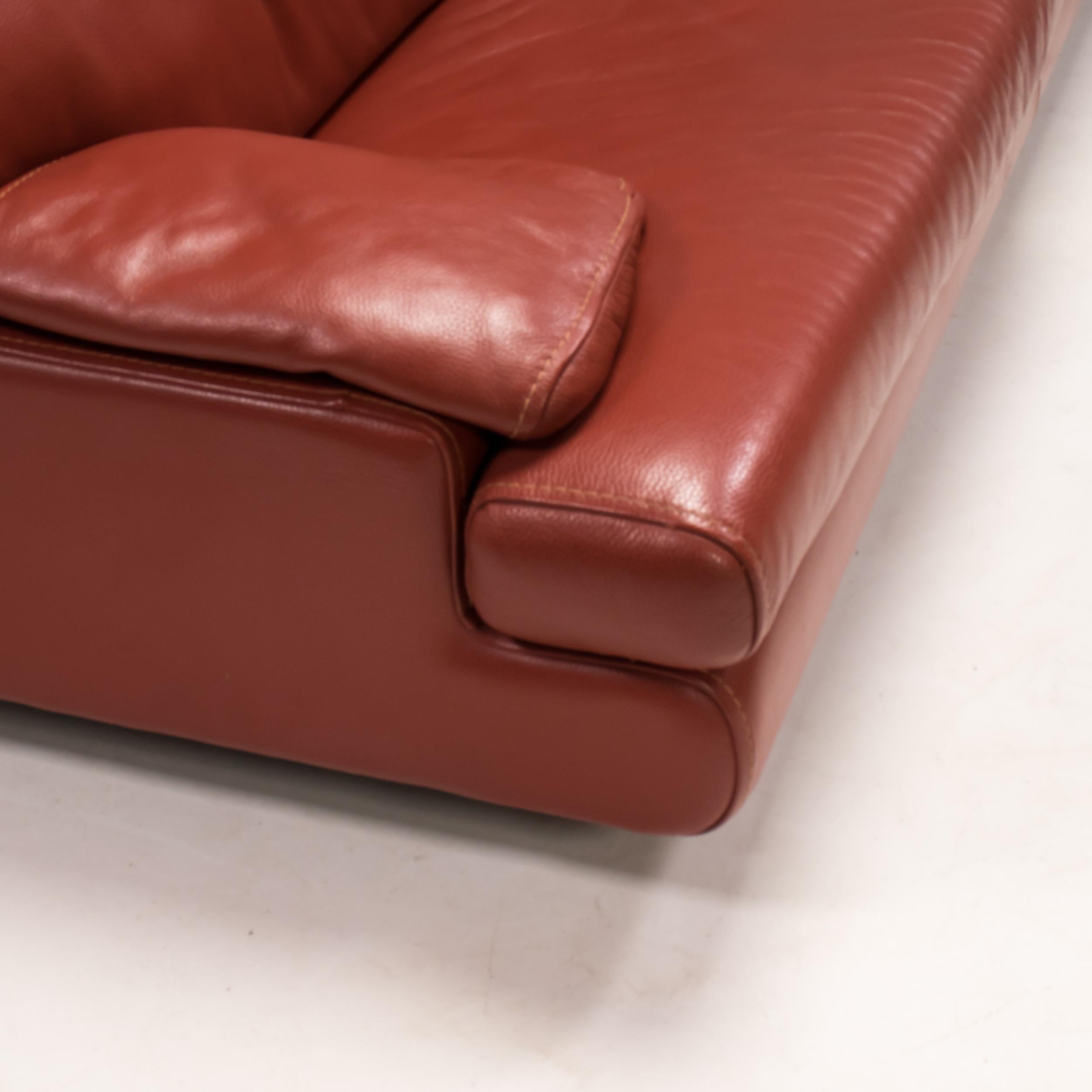 Roche Bobois Ox Blood Red Leather Three Seater Sofa 6