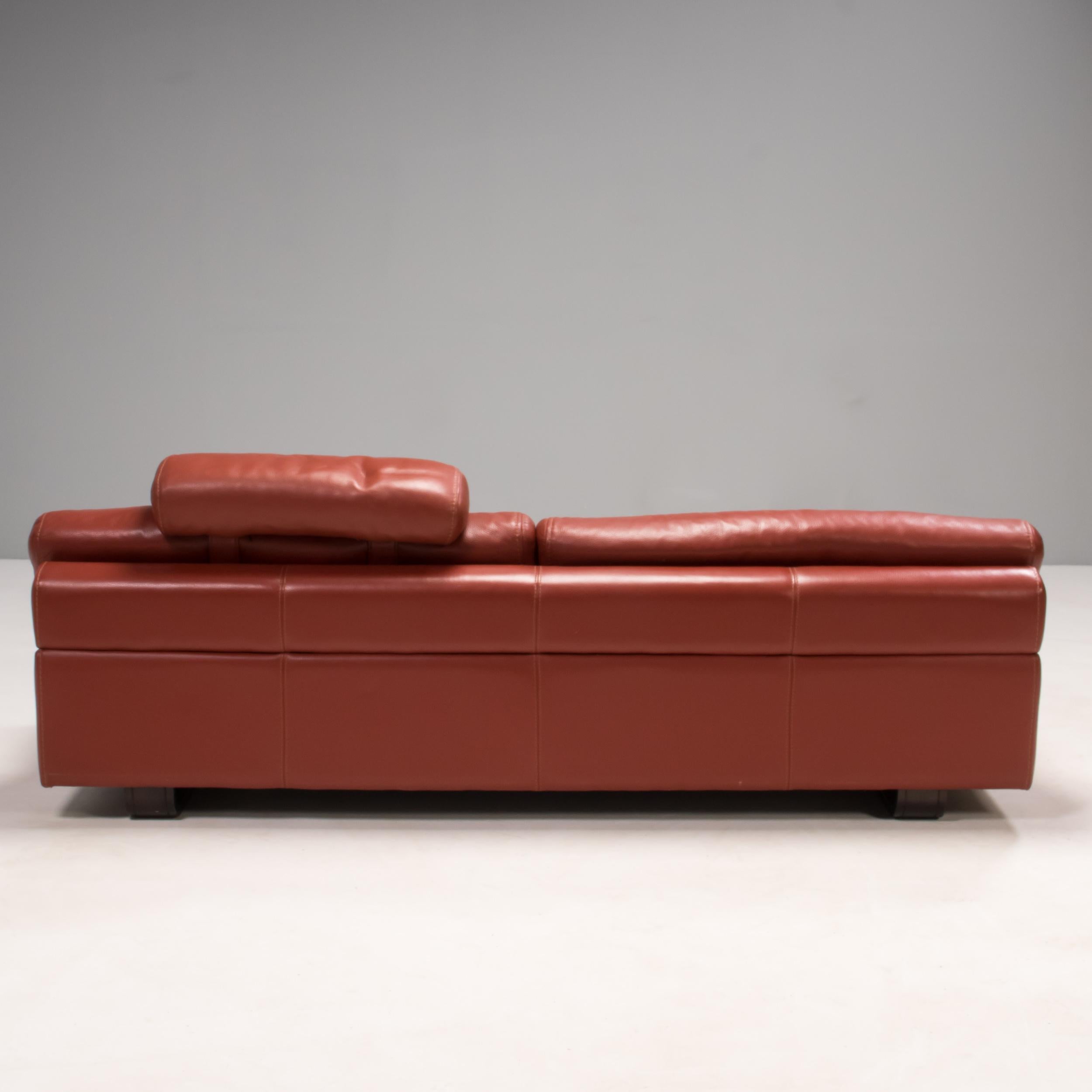 Roche Bobois Ox Blood Red Leather Three Seater Sofa 1