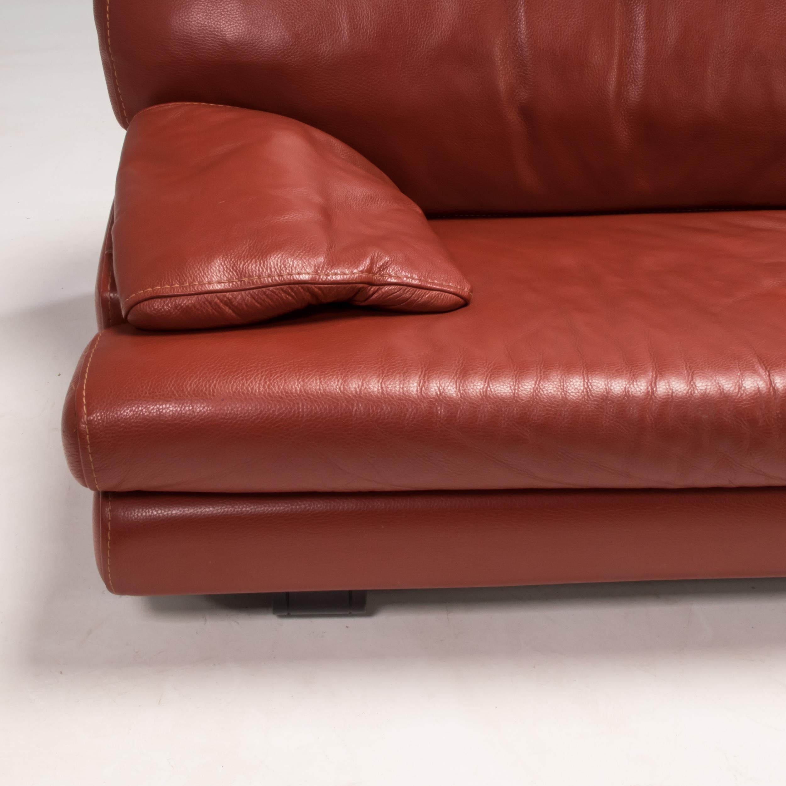 Roche Bobois Ox Blood Red Leather Three Seater Sofa 2