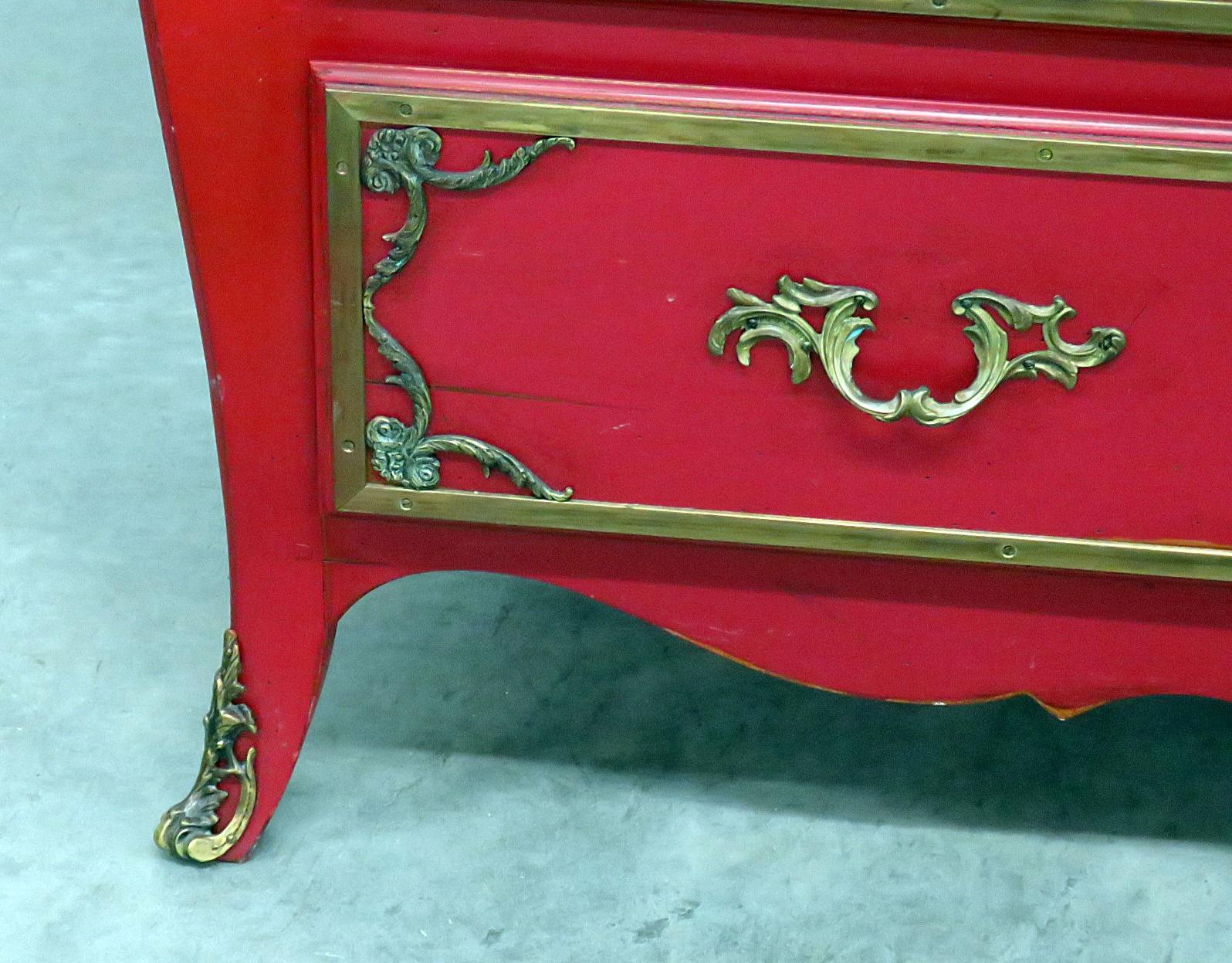 Roche Bobois paint decorated 3-drawer commode with bronze mounts.