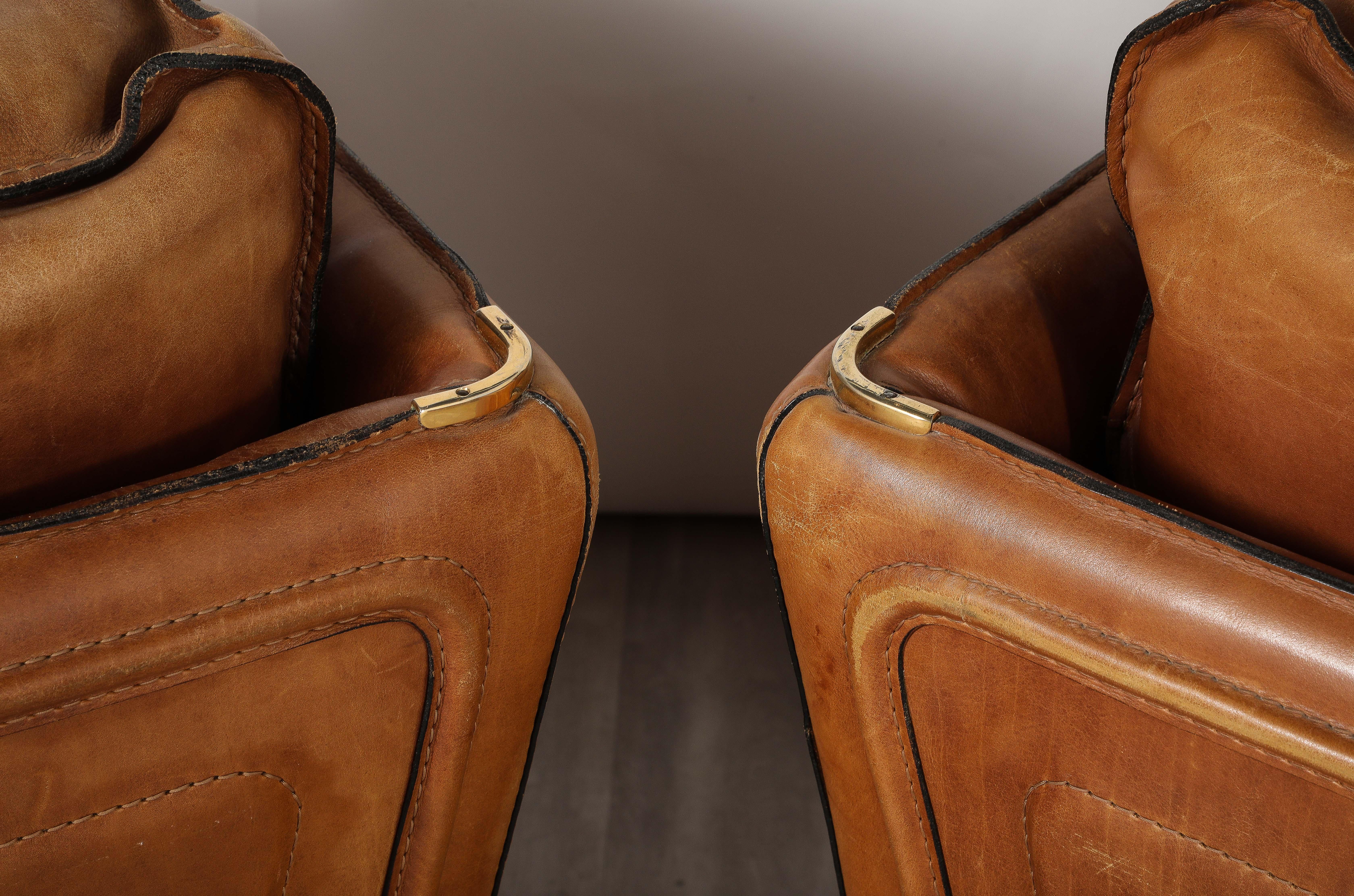 Roche Bobois Pair of Leather Lounge Chairs, circa 1970  For Sale 5