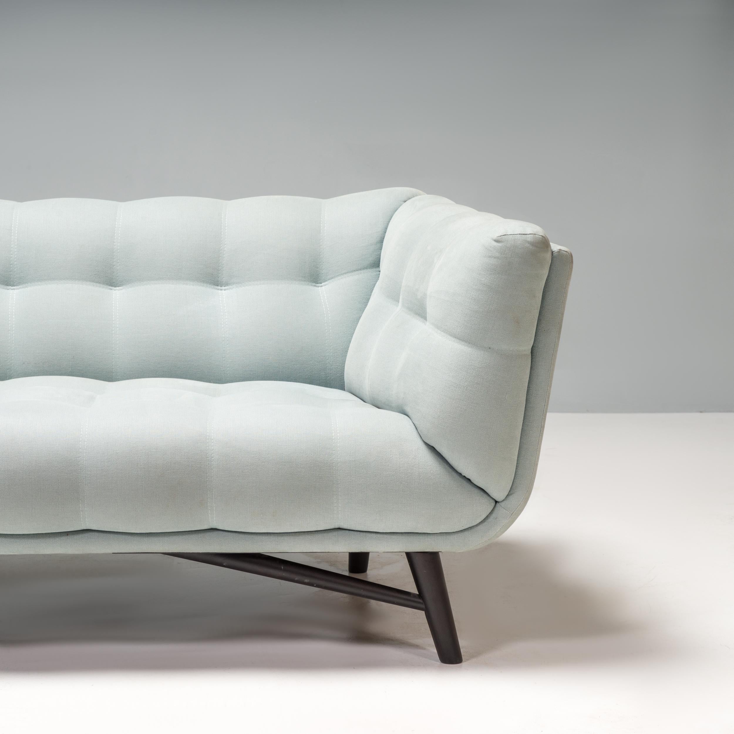 French Roche Bobois Pale Blue Fabric Profile 2.5 Seat Sofa