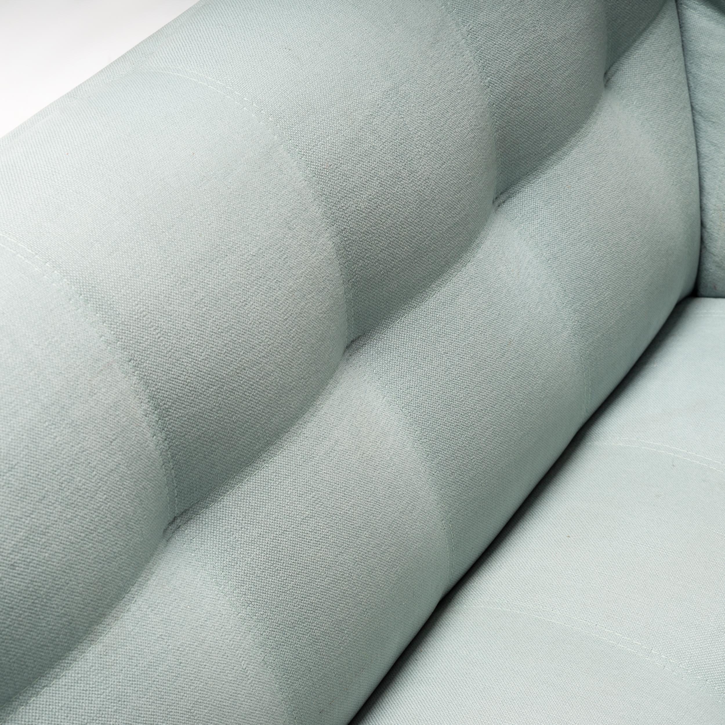 Roche Bobois Pale Blue Fabric Profile 2.5 Seat Sofa In Good Condition In London, GB