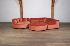 Roche Bobois “Paysage” Sofa In Coral Velvet By Hans Hopfer For Roche Bobois 1974