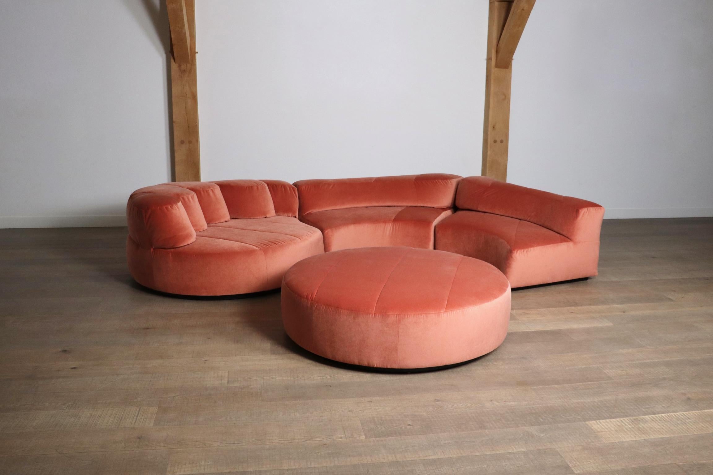 coral velvet sofa