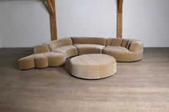 Roche Bobois “Paysage” sofa landscape in beige velvet by Hans Hopfer, 1974