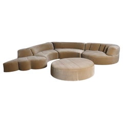 Roche Bobois Paysage-Sofalandschaft aus beigem Samt von Hans Hopfer, 1974