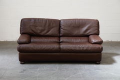 Roche Bobois Postmodern Leather Loveseat and Pair of Club Chairs, France 1980s