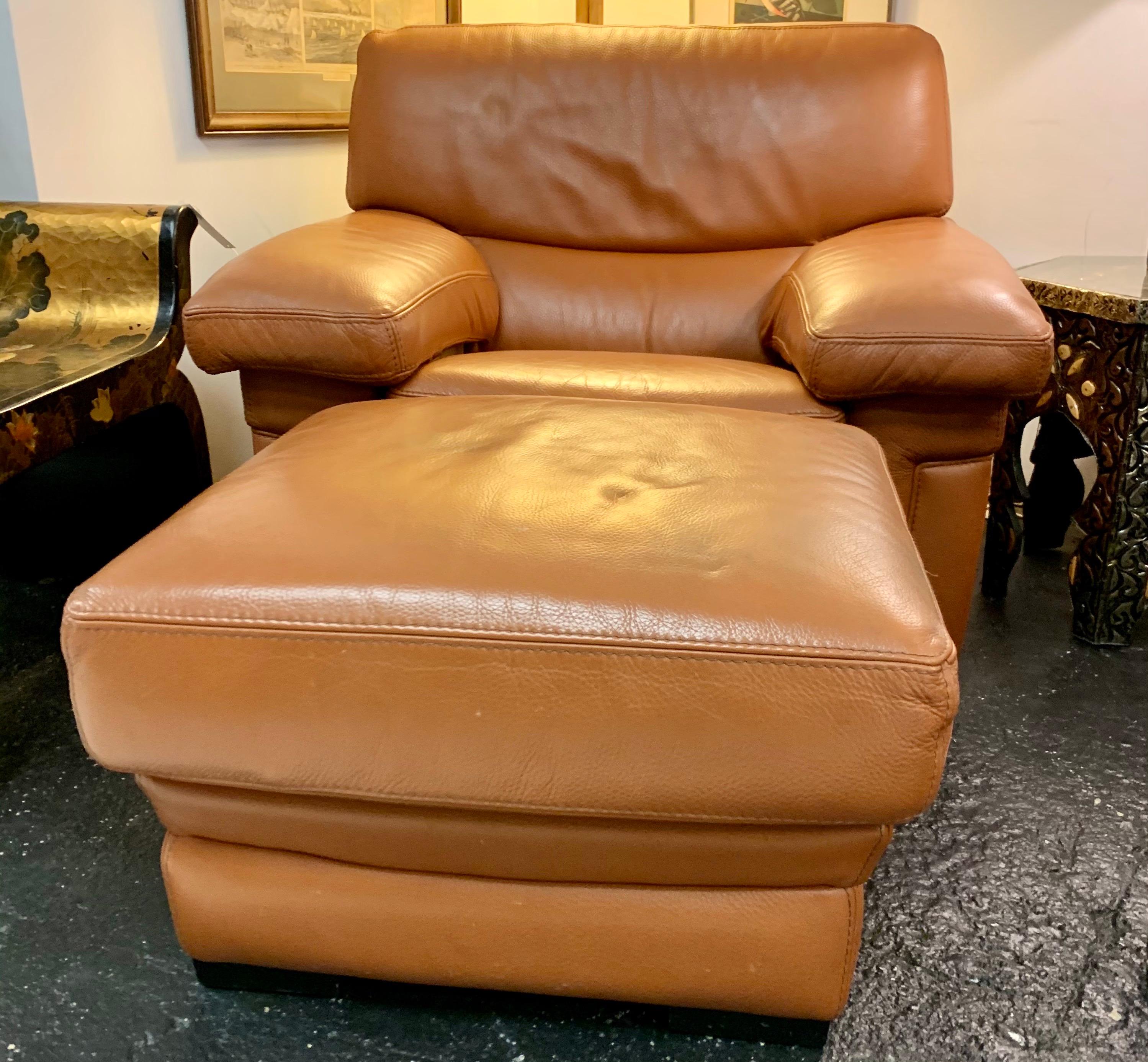 oversized leather chair with ottoman