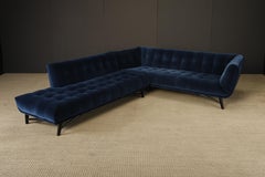 Roche Bobois 'Profile' Blue Velvet Sectional Sofa by Tapinassi & Manzoni, Signed