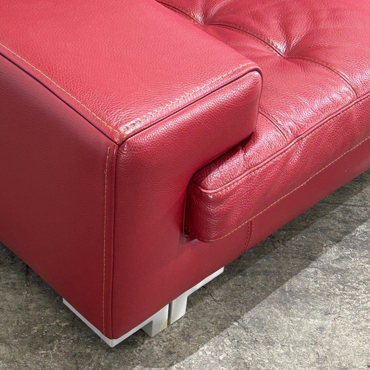 Roche Bobois Sofá de dos plazas de cuero rojo Cuero en venta