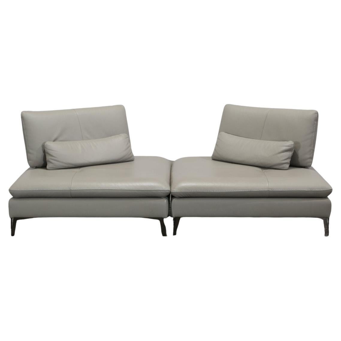 Juego de dos otomanas de cuero Roche Bobois Scenario