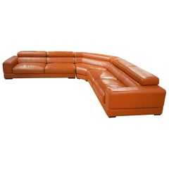 Roche Bobois Sectional 'Movement' Leather Sofa with Adjustable Seats and Backs