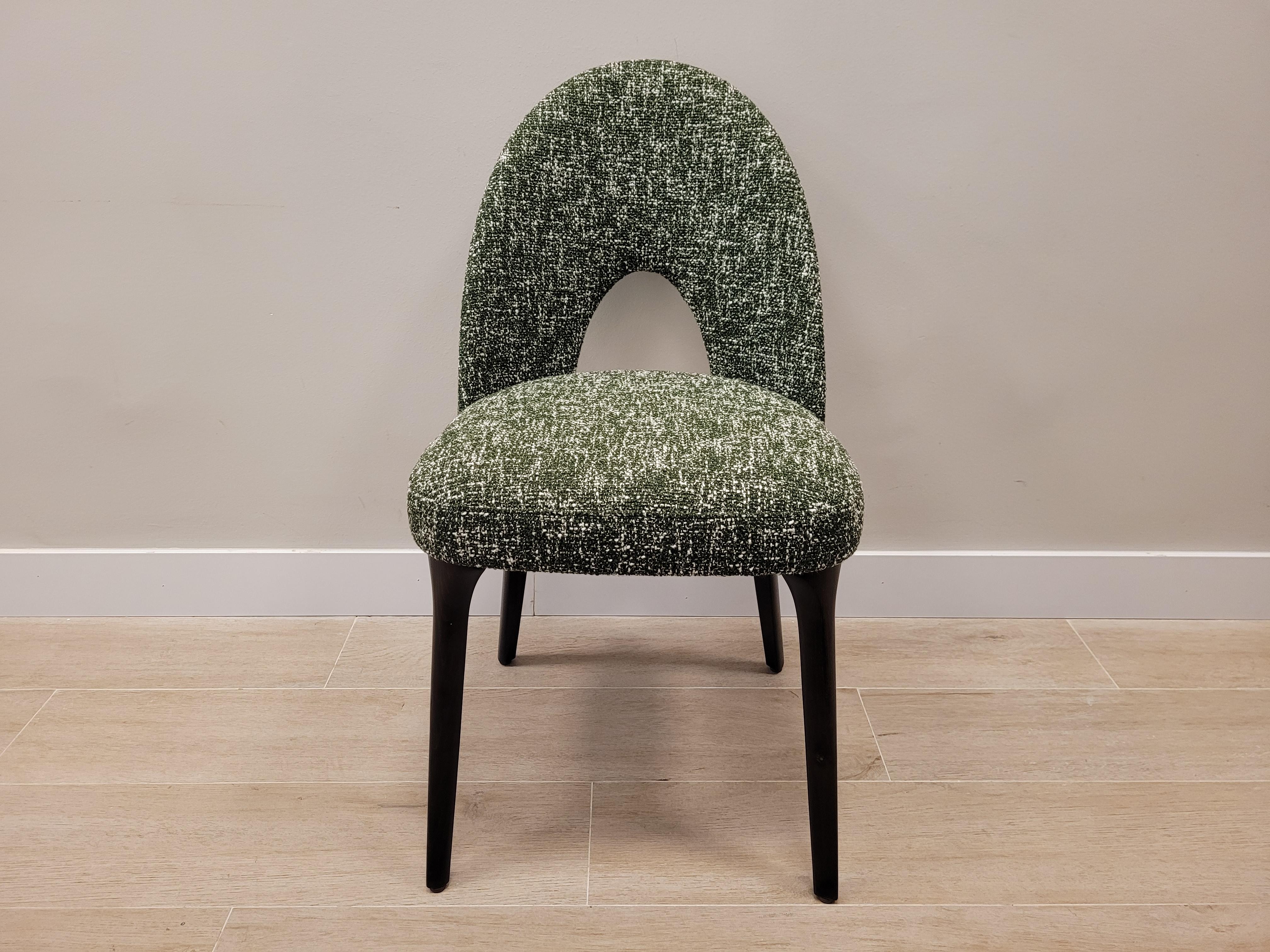Hand-Crafted Roche Bobois Set of 4 Green Chairs, France