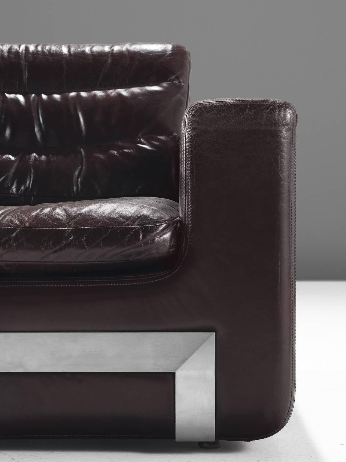 Swiss Roche Bobois Pair of 'San Pietro' Original Leather Lounge Chairs 