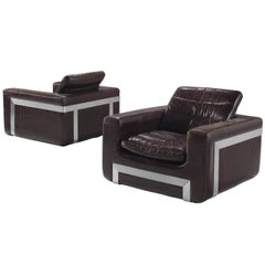 Roche Bobois Pair of 'San Pietro' Original Leather Lounge Chairs 