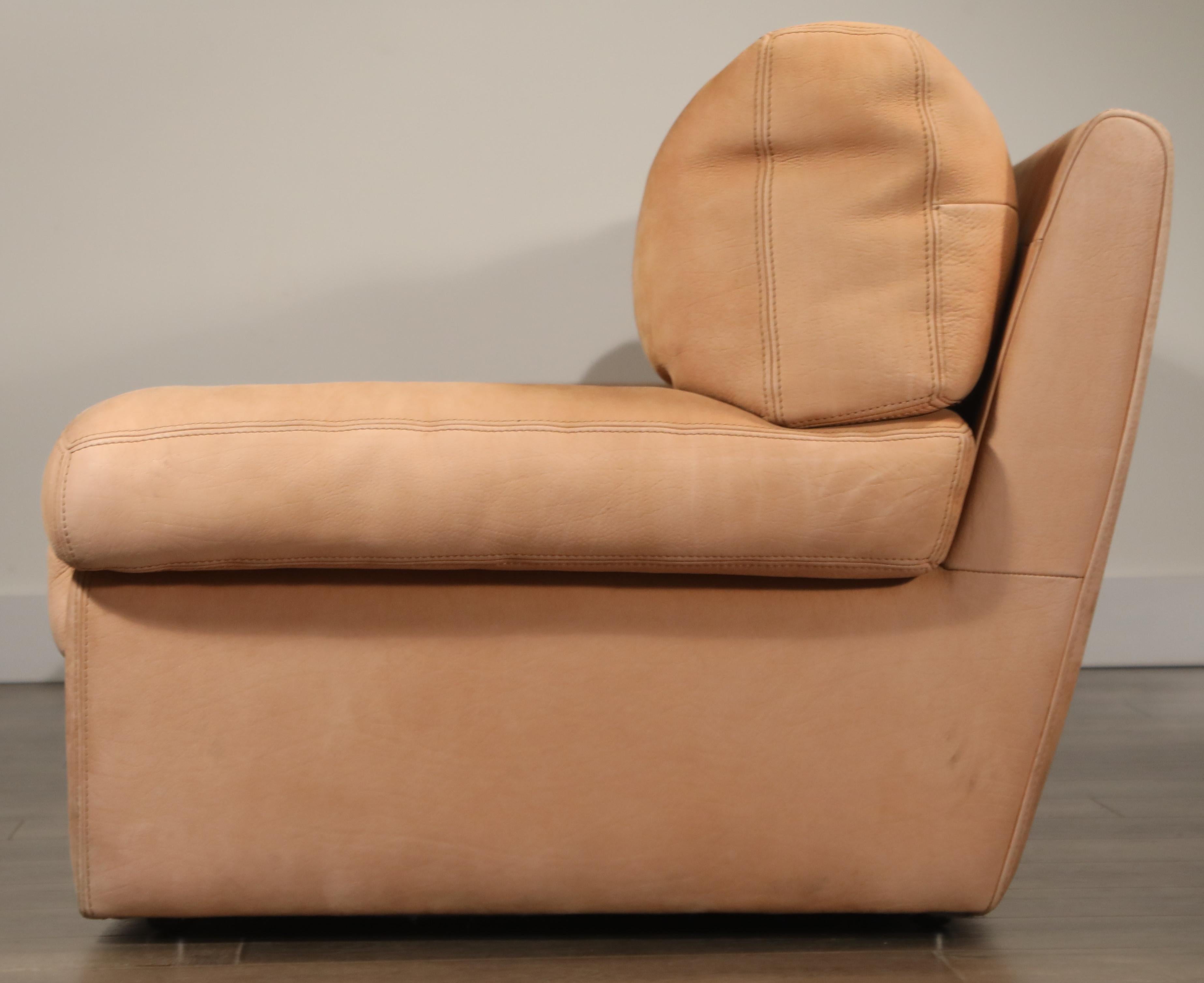 Roche Bobois Sofa und Sessel aus nacktem Leder mit natürlichem Finish:: um 1980er Jahre 4