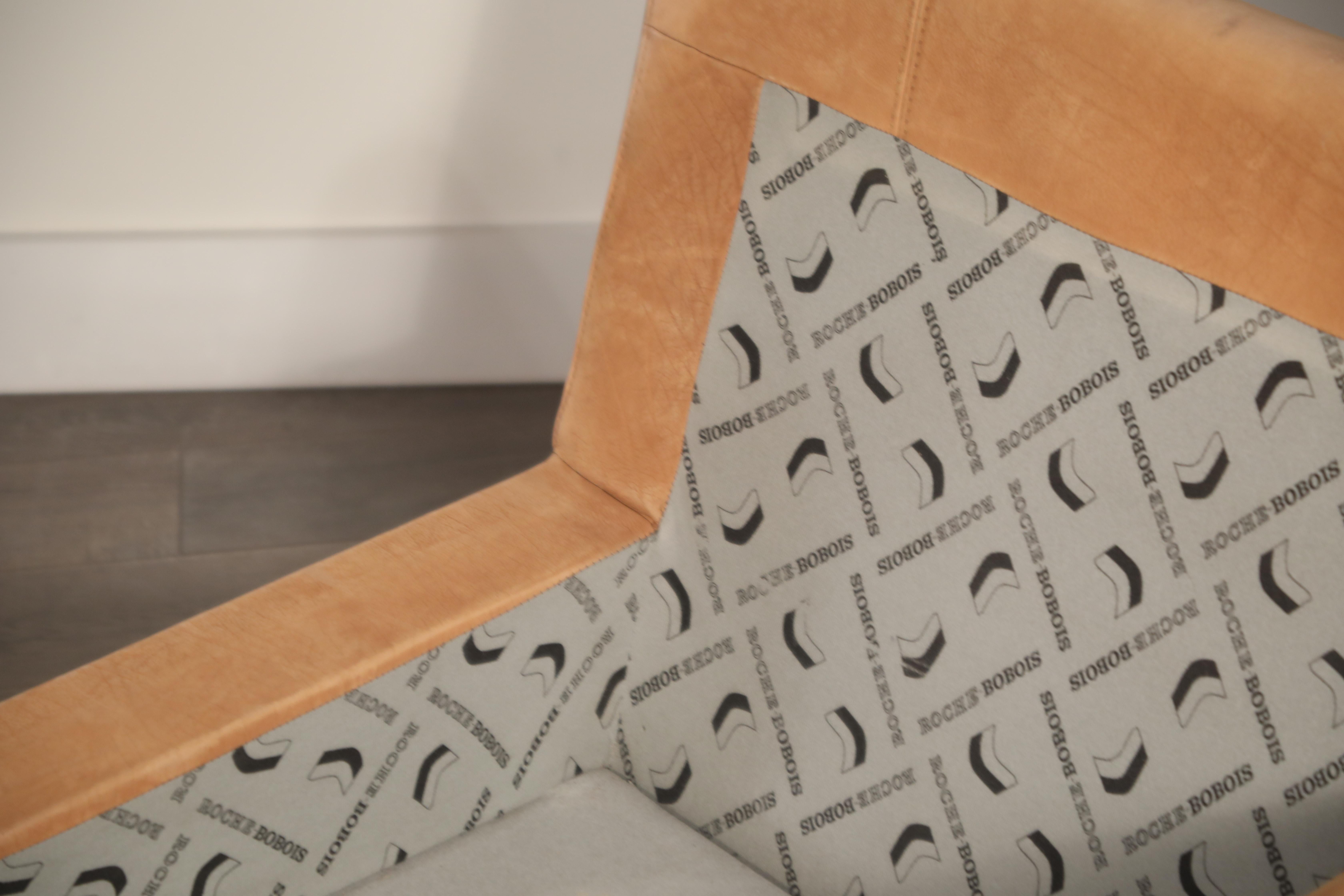 Roche Bobois Sofa und Sessel aus nacktem Leder mit natürlichem Finish:: um 1980er Jahre 1
