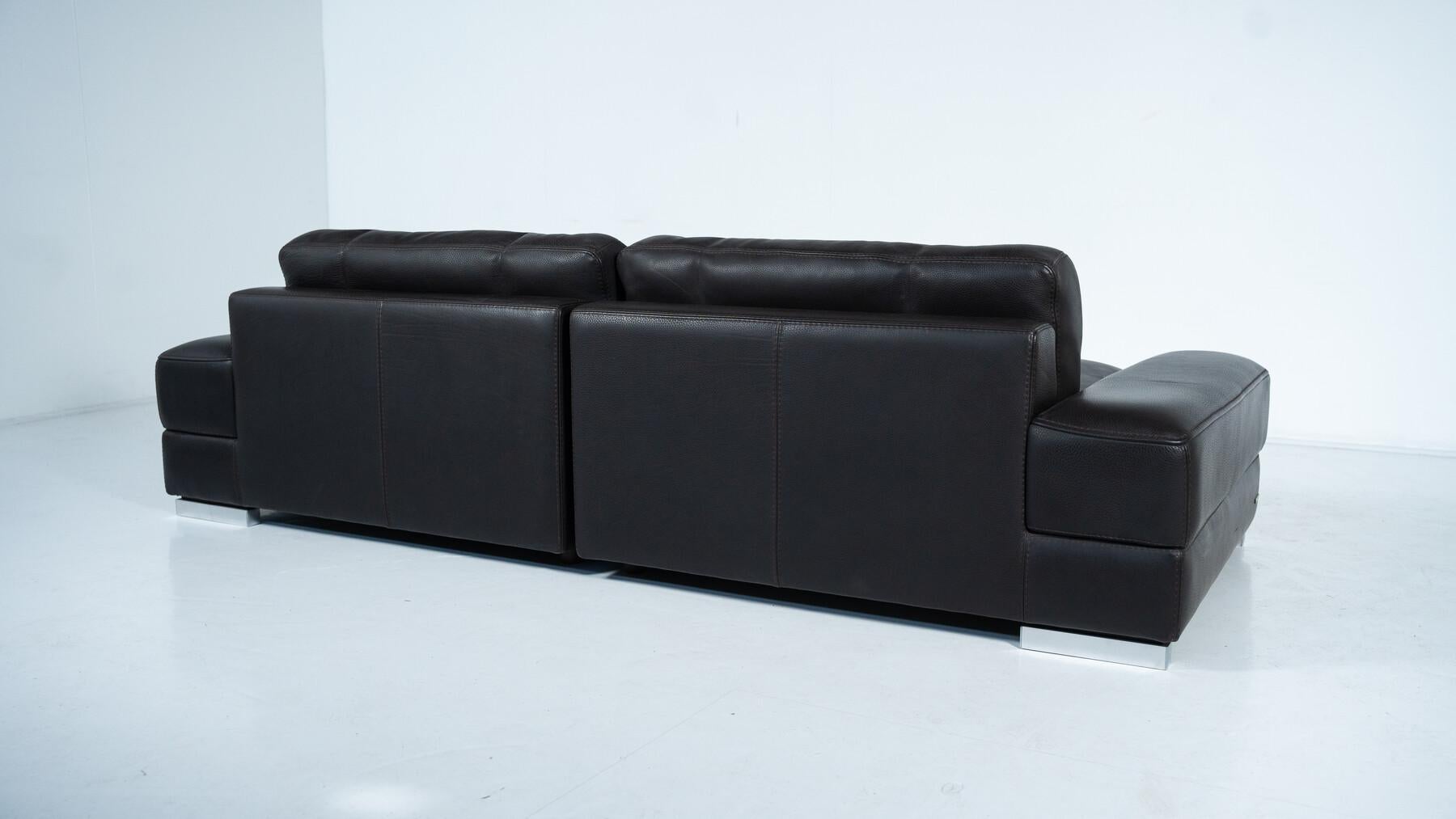 Mid-Century Modern Canapé Roche Bobois, cuir noir en vente