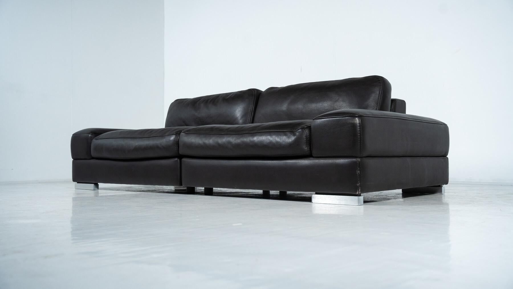 Canapé Roche Bobois, cuir noir Bon état - En vente à Brussels, BE