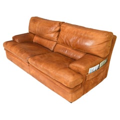 Roche Bobois sofa in patinated Tan / Cognac leather – France, circa 1970/80