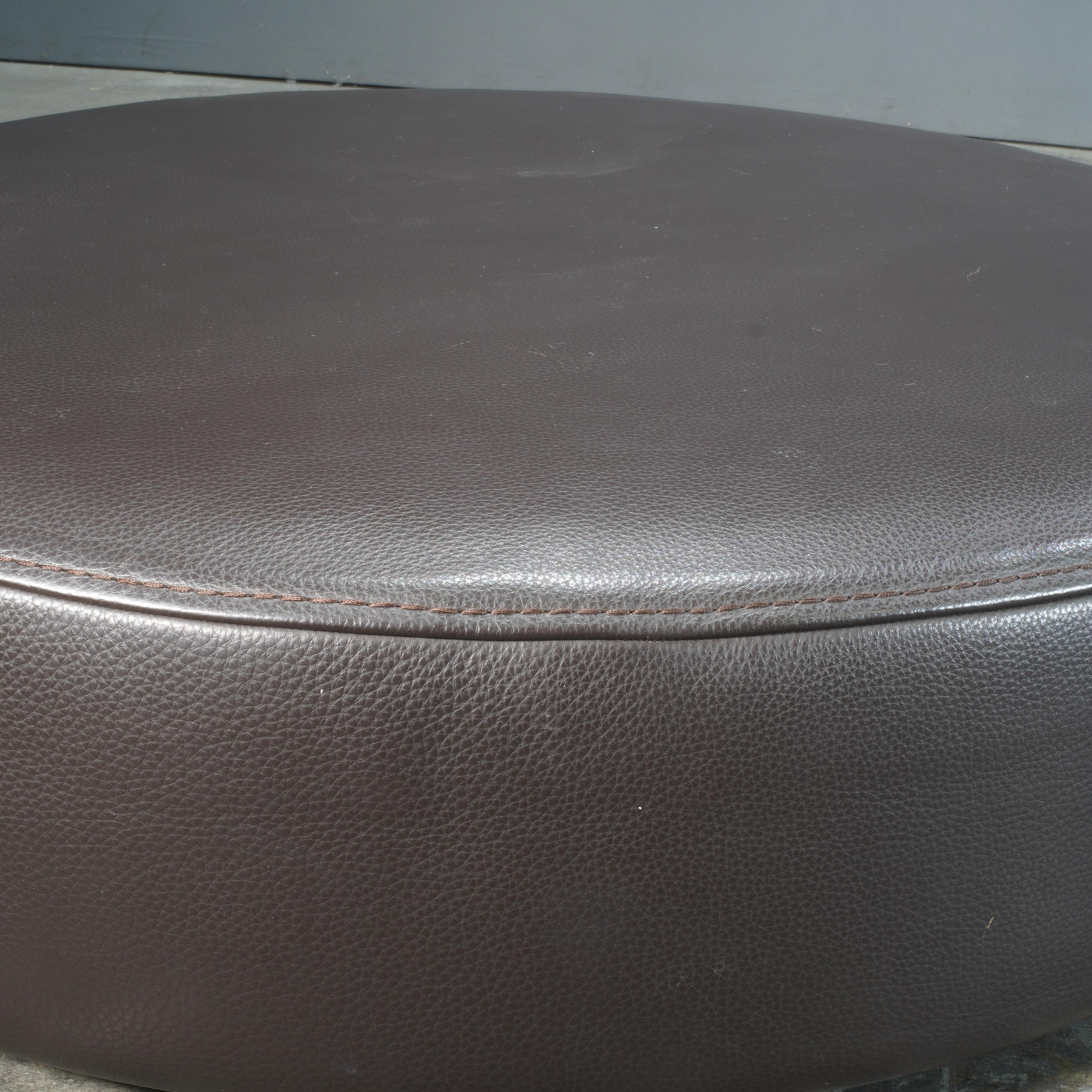 Roche Bobois Solstice Leather Ottoman in Dark Chocolate by Philippe Bouix 4