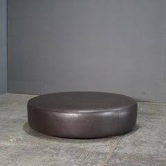 Roche Bobois Solstice Leather Ottoman in Dark Chocolate by Philippe Bouix