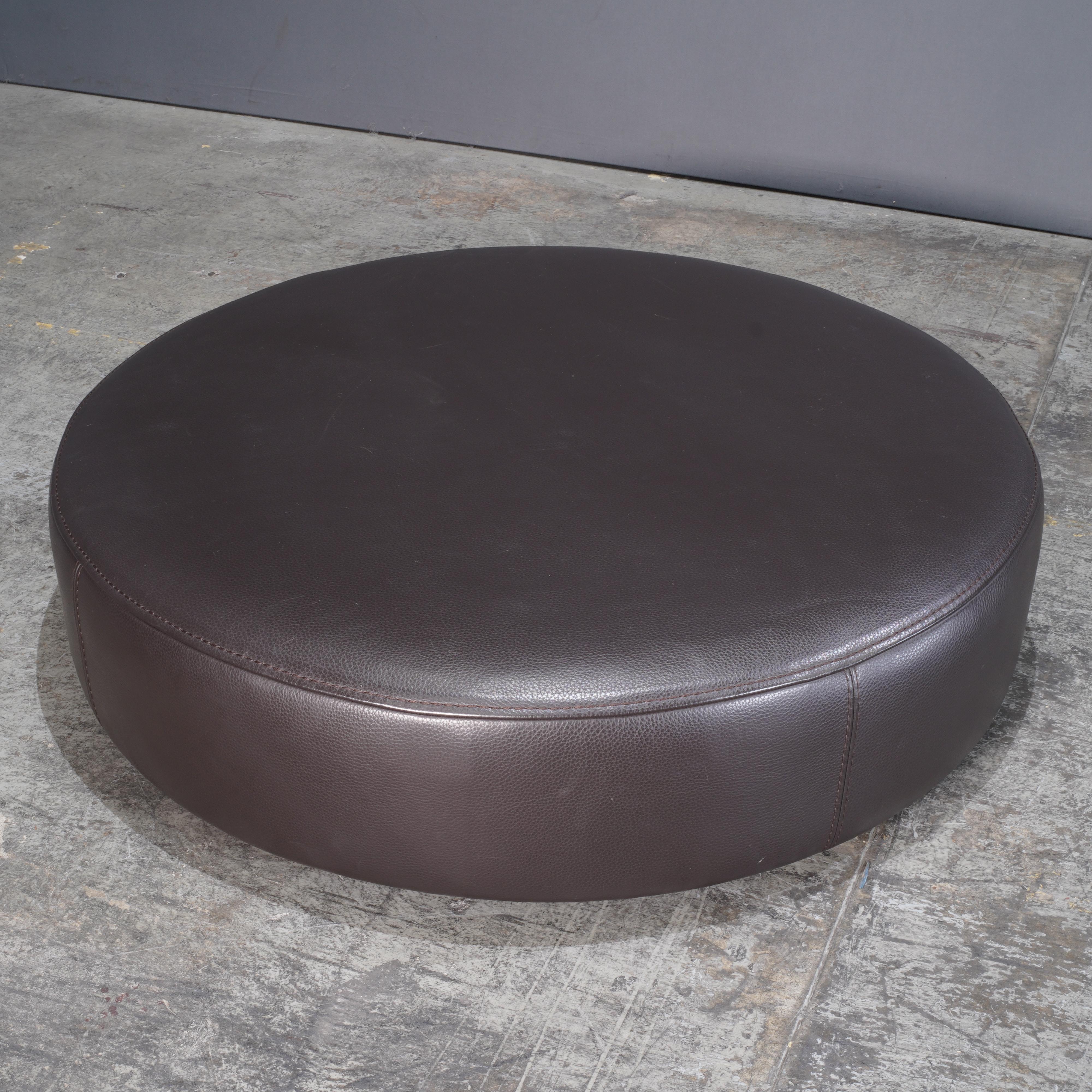 Modern Roche Bobois Solstice Leather Ottoman in Dark Chocolate by Philippe Bouix