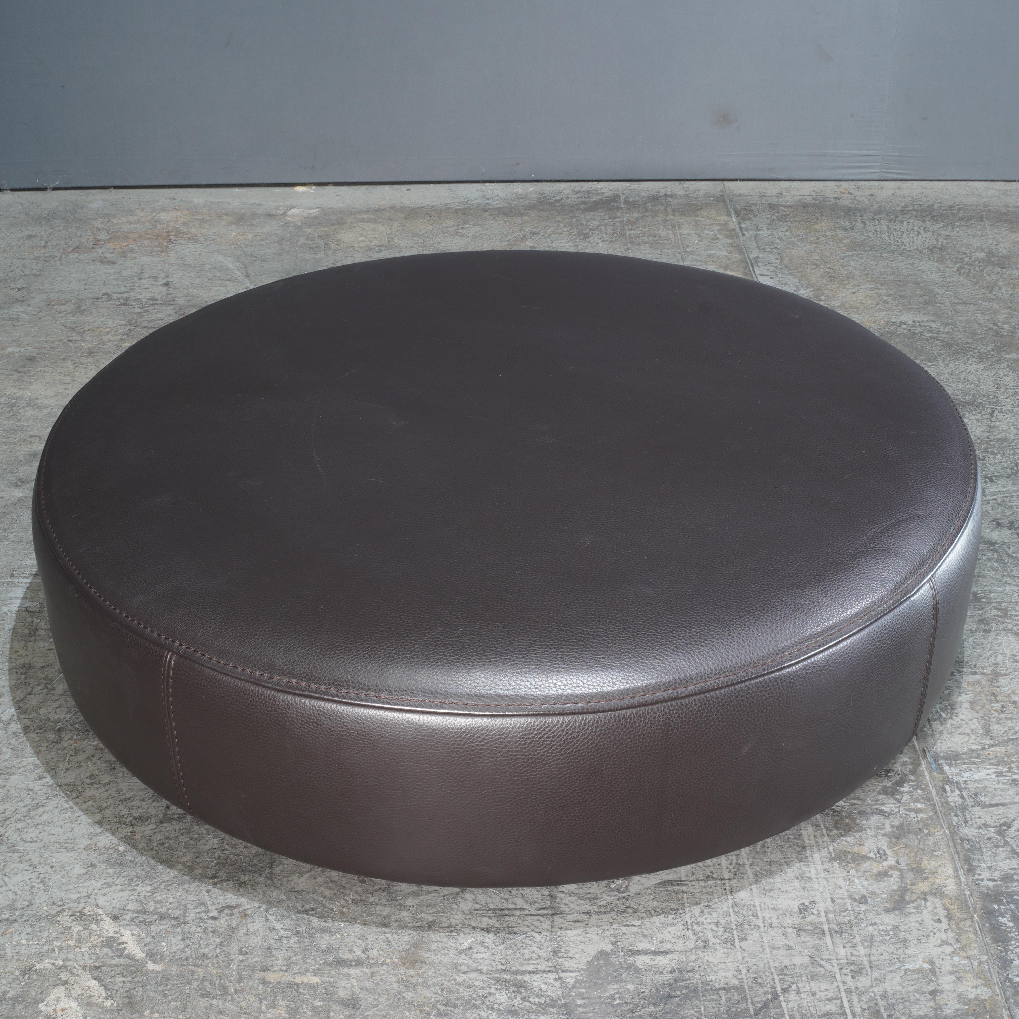 French Roche Bobois Solstice Leather Ottoman in Dark Chocolate by Philippe Bouix