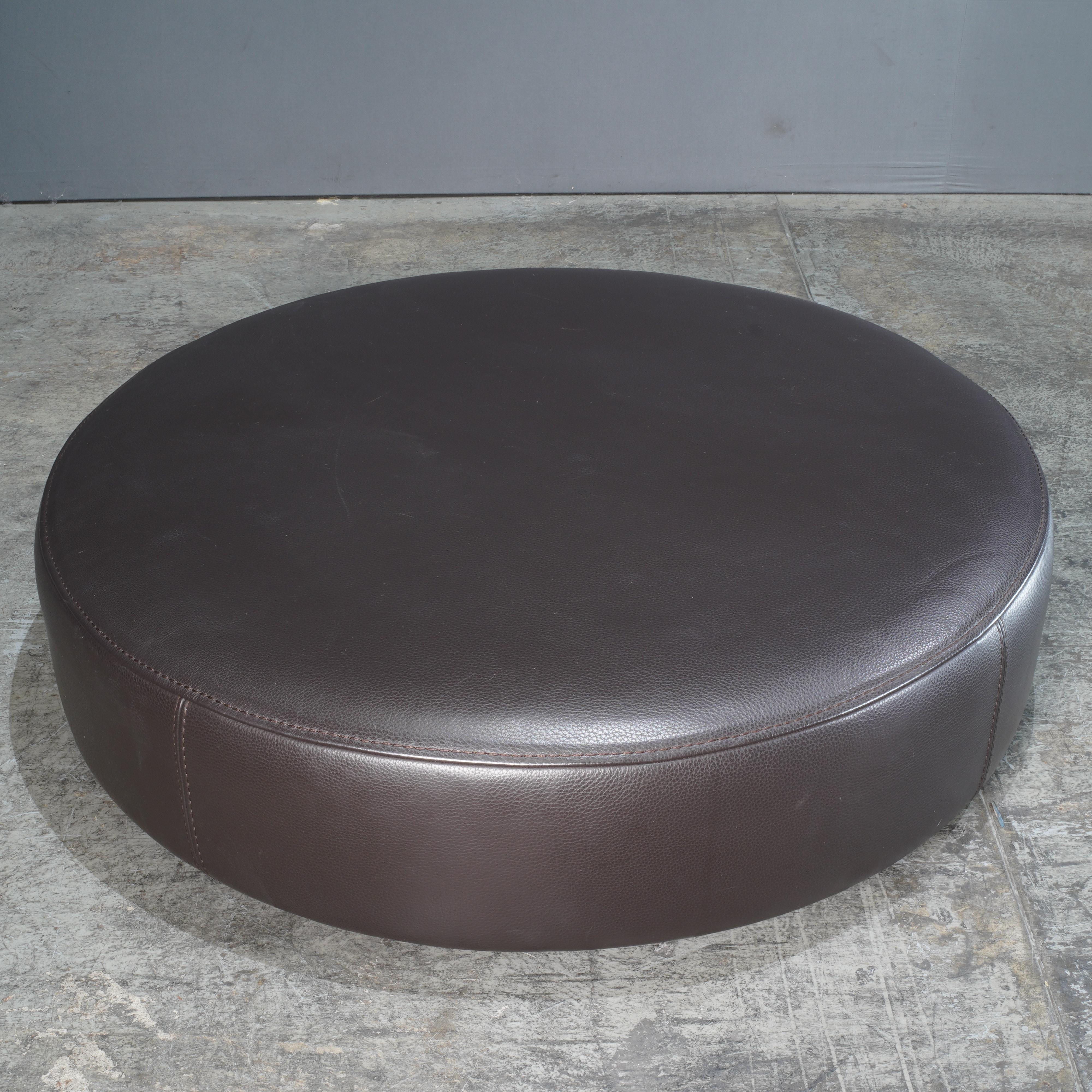 Roche Bobois Solstice Leather Ottoman in Dark Chocolate by Philippe Bouix In Good Condition In Basildon, London