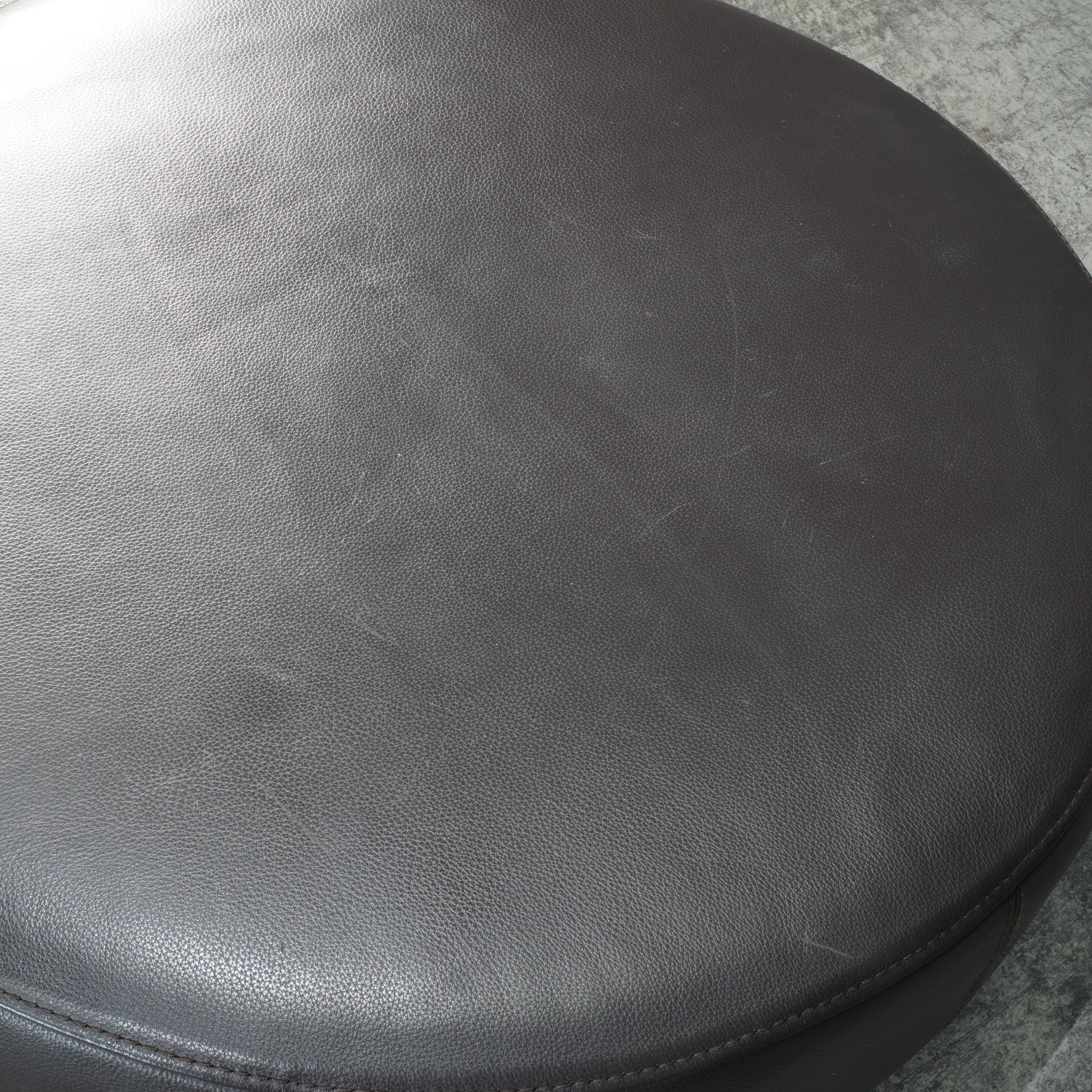 Roche Bobois Solstice Leather Ottoman in Dark Chocolate by Philippe Bouix 1