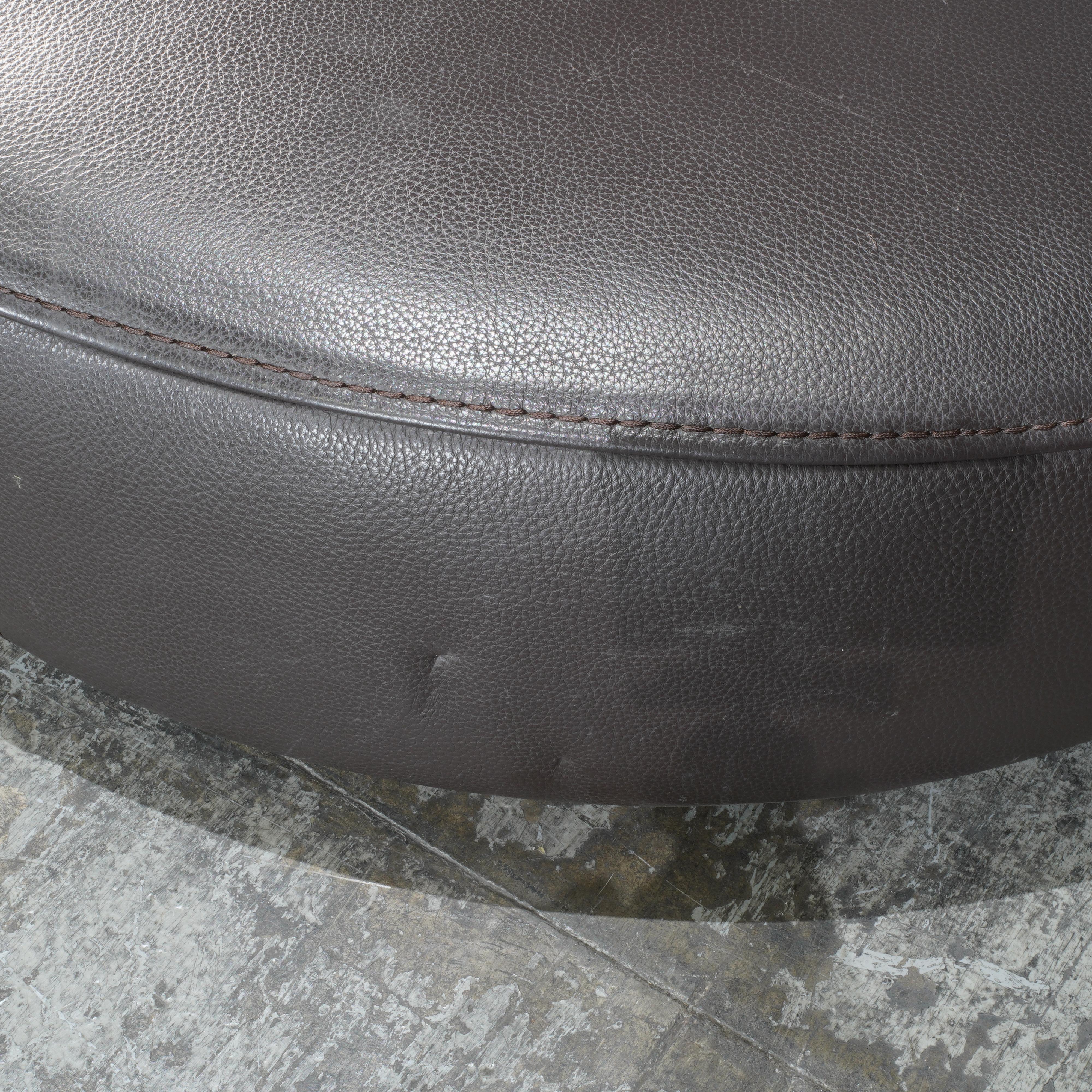 Roche Bobois Solstice Leather Ottoman in Dark Chocolate by Philippe Bouix 2
