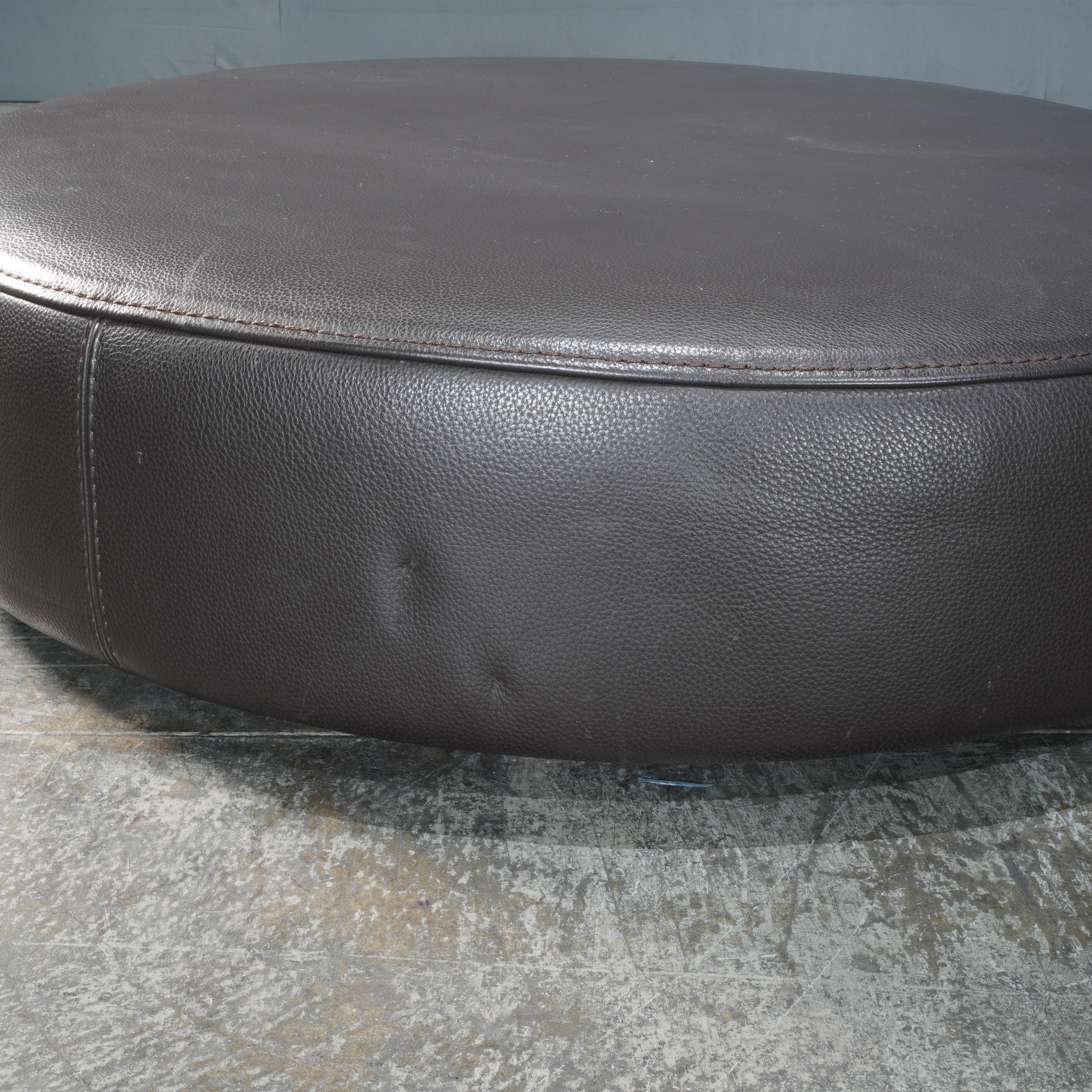 Roche Bobois Solstice Leather Ottoman in Dark Chocolate by Philippe Bouix 3