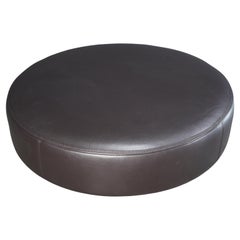 Roche Bobois Solstice Leather Ottoman in Dark Chocolate by Philippe Bouix