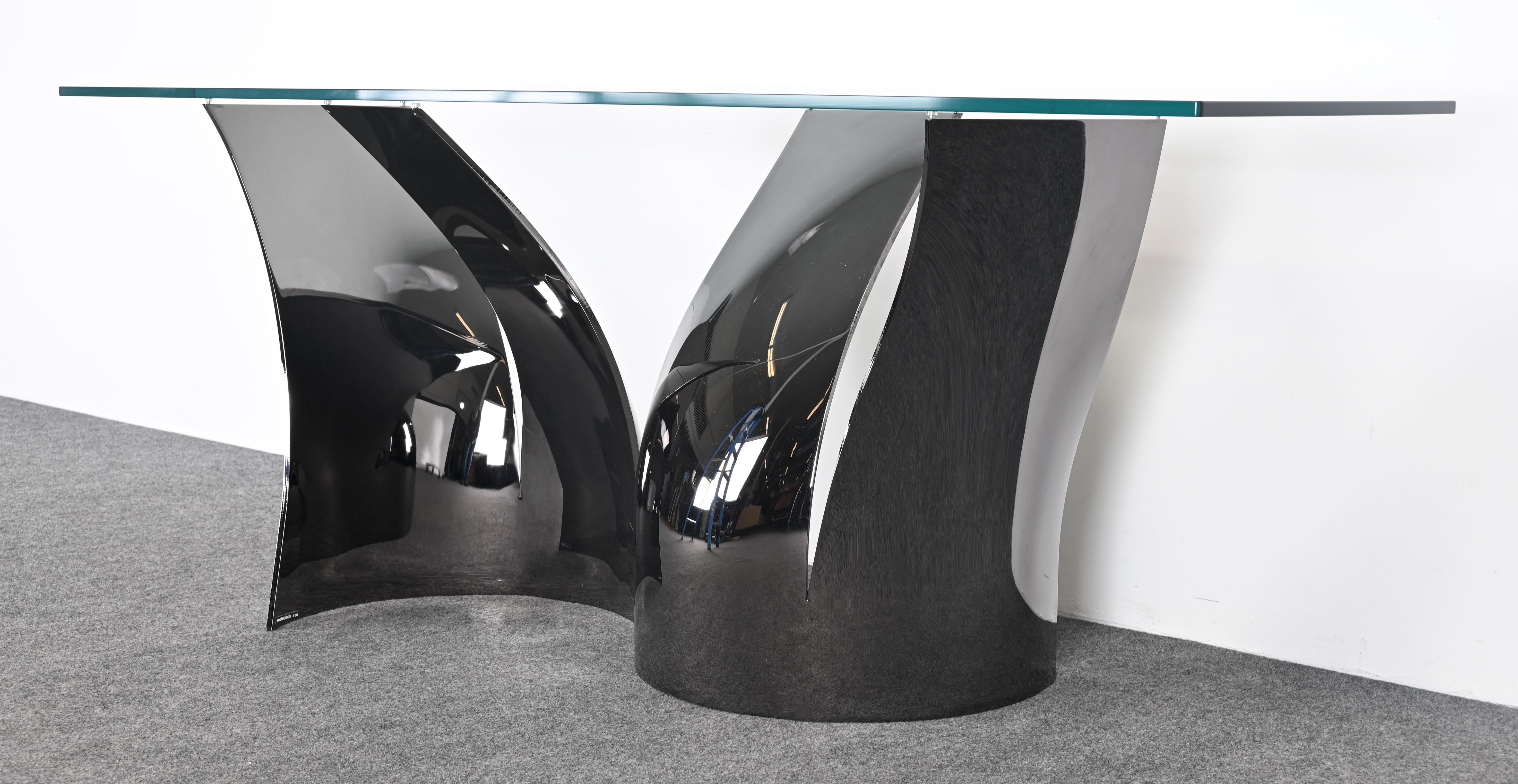 Glass Roche Bobois Black Nickel Finished Steel  